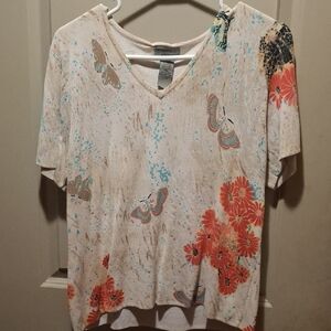 Designers Originals Cream and Orange Short Sleeve Tee